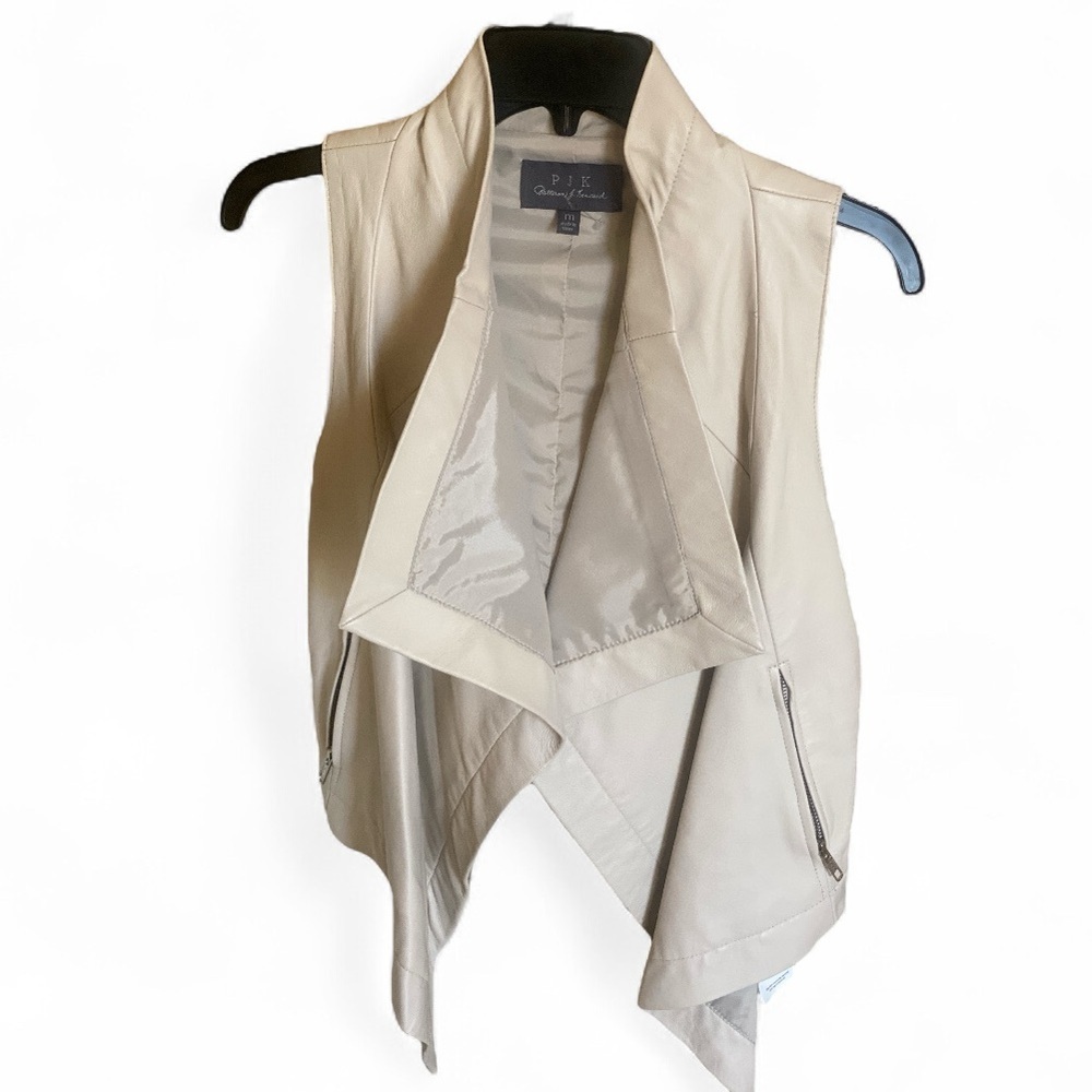 Leather Vest by PJK Patterson J. Kincaid Color Bone Sleeveless Medium NWOT